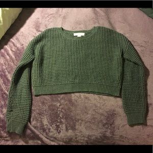 Grey knit long sleeve crop sweater forever 21